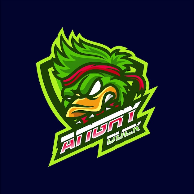 Logotipo de esport de pato enojado