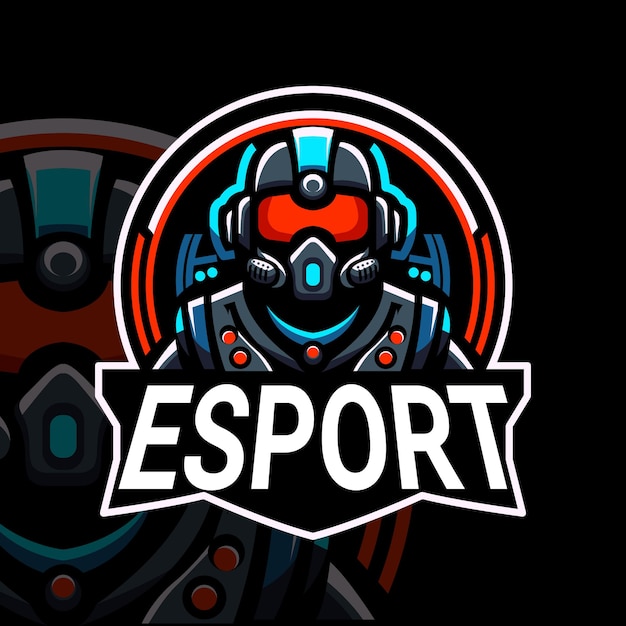 El logotipo de esports de personajes de robots modernos a todo color