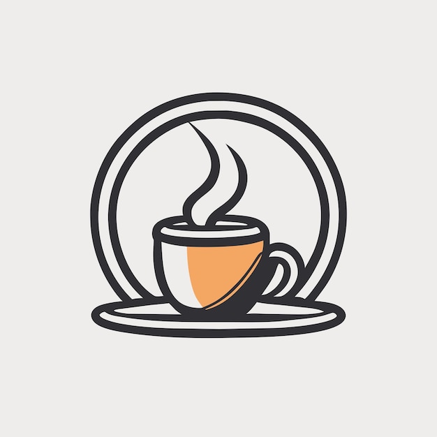 Logotipo de esquema de arte de línea de cafetería vectorial logotipo de barista