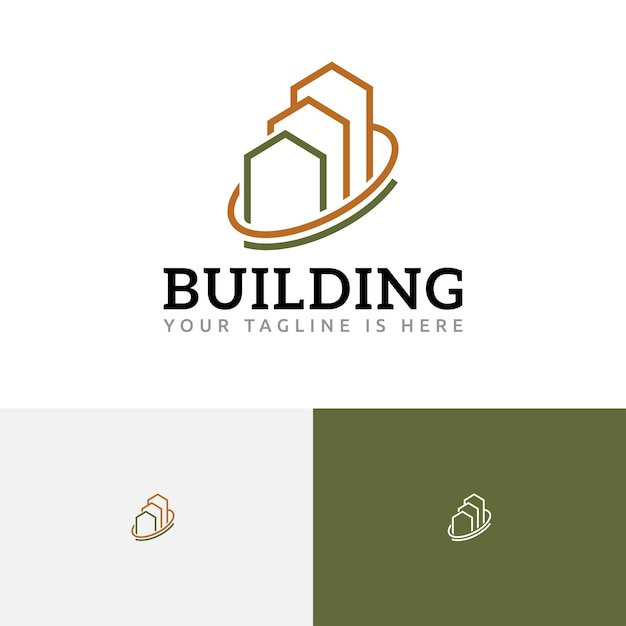 Logotipo de esquema de bienes raíces residenciales de bienes raíces de casa de construcción