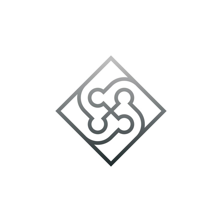 Vector logotipo de esquema de personas de la comunidad cuadrada moderna