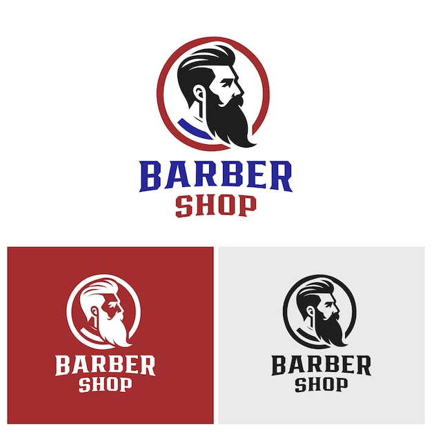 Logotipo estilizado de barbería con un perfil con barba y cabello bien cuidados Simple y elegante