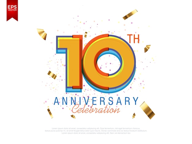 Logotipo de estilo abstracto de la celebración del décimo aniversario