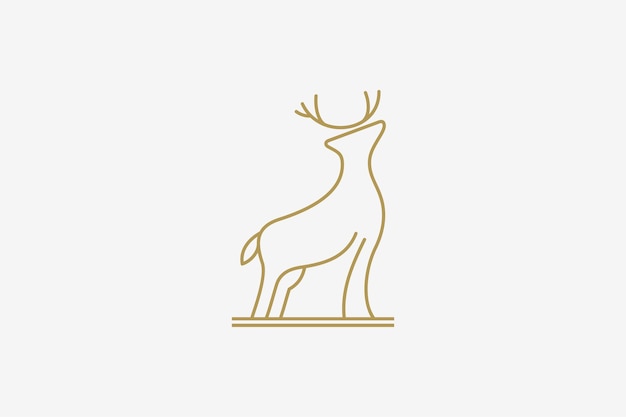 Logotipo de estilo de arte de línea animal de ciervo