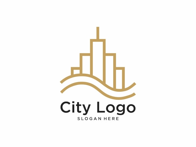 Vector logotipo de estilo de arte de línea de construcción de la ciudad buen uso para la arquitectura de construcción de apartamentos