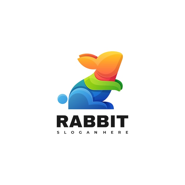 Logotipo de estilo colorido degradado de conejo.