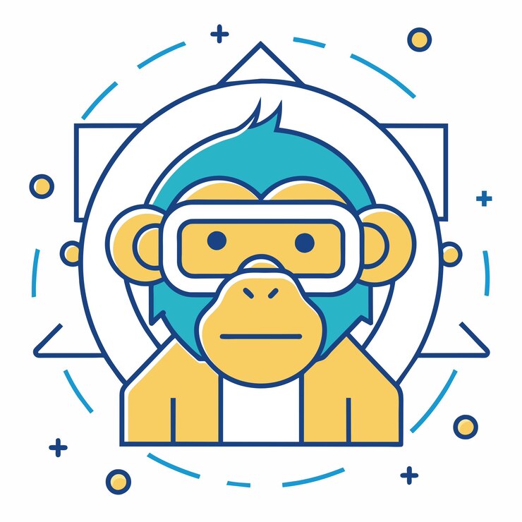 Vector el logotipo del estilo cómico del mono es el logotipo del mono lindo.