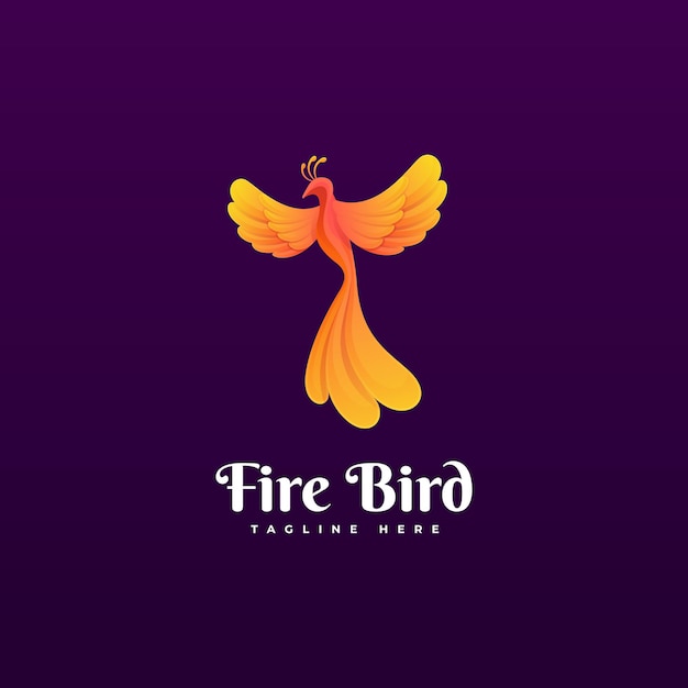 Logotipo de estilo degradado colorido moderno de ilustración de pájaro de fuego de lujo