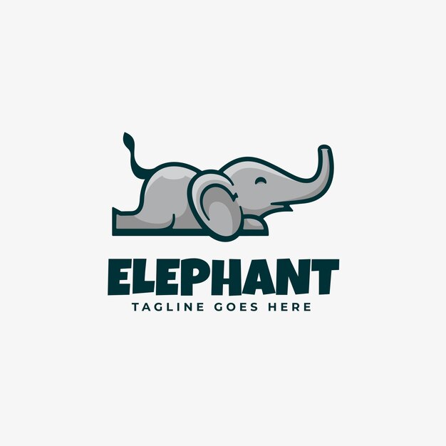 Logotipo de estilo de dibujos animados de la mascota del elefante.