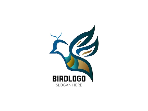 El logotipo de estilo gradiente de la ilustración de pájaros coloridos