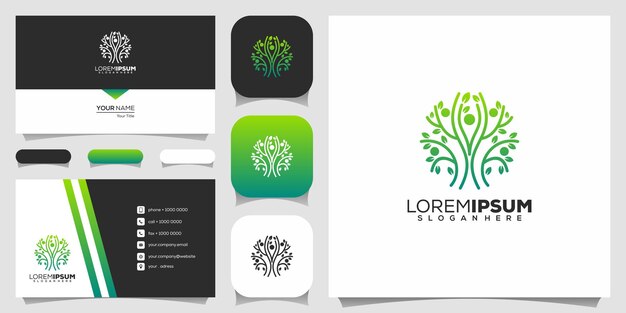 Vector logotipo de estilo de línea de árbol