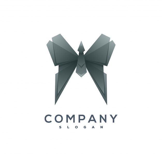 logotipo de estilo origami mariposa