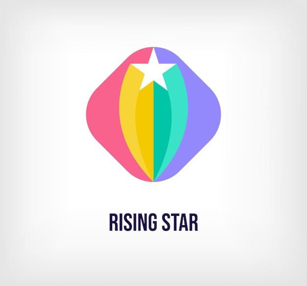 Logotipo de estrella en ascenso creativo Transiciones de color únicas Vector de plantilla de logotipo de mejor estrella único