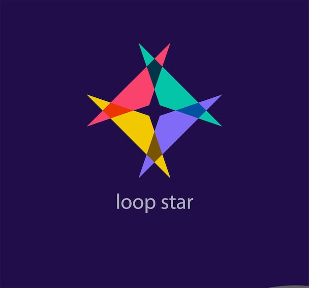 Logotipo de estrella cíclica moderna Transiciones de color de diseño único Vector de plantilla de logotipo de estrella colorida