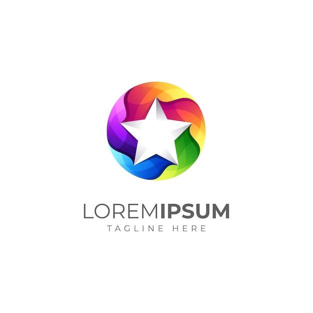 Logotipo de estrella colorida de espacio negativo