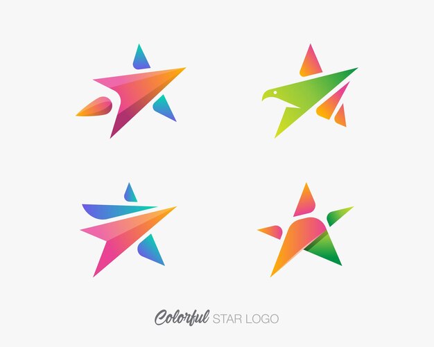 Logotipo de la estrella Conjunto del icono del vector de la estrella de colores