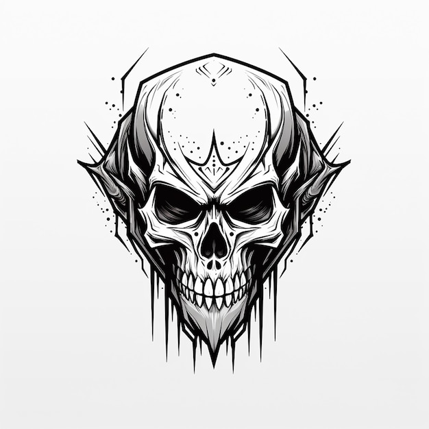 El logotipo de la estrella del cráneo pirata esqueleto diseño del logotipo dibujado dibujo estético a mano esqueleto fetal