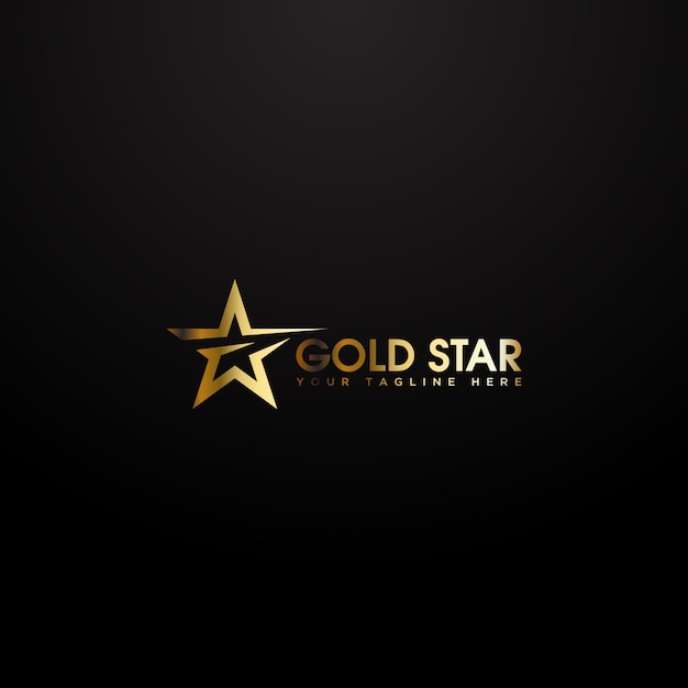 Logotipo de estrella dorada con un elegante color dorado sobre fondo negro.