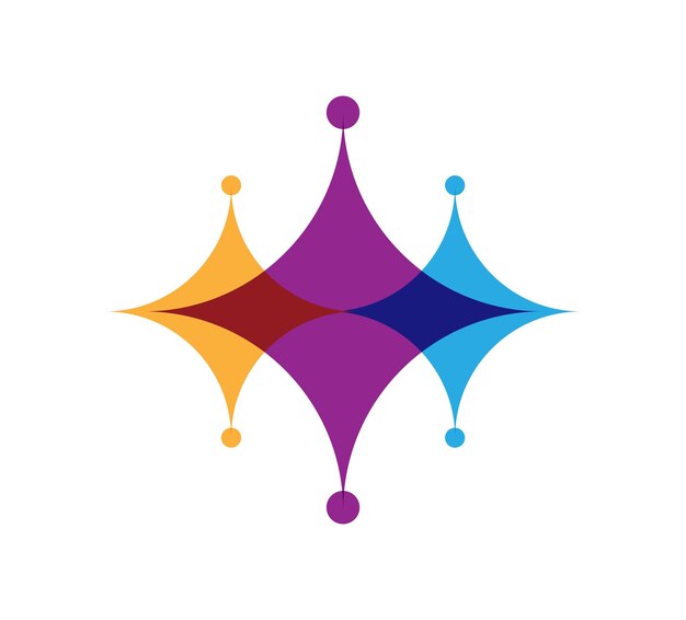 Logotipo de estrella geométrica colorida para la innovación tecnológica y la conexión