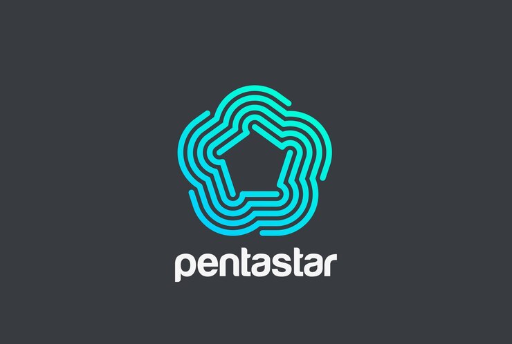 Vector logotipo de estrella infinita en bucle de cinco puntos.