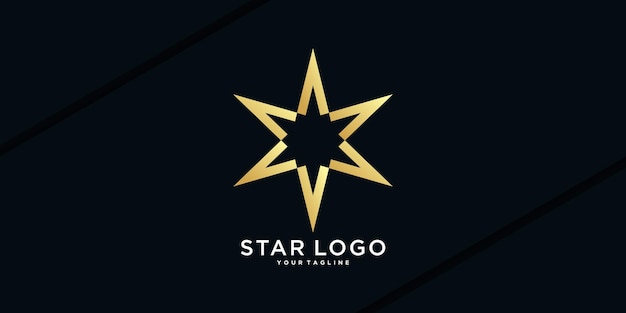 Logotipo de estrella moderno diseño de estrella dorada de lujo Vector Premium