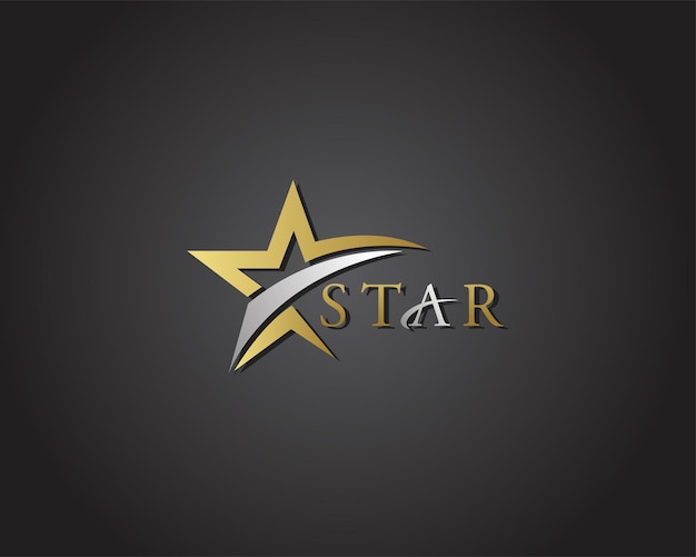 Logotipo de la estrella de oro emblema creativo signo símbolo negocio