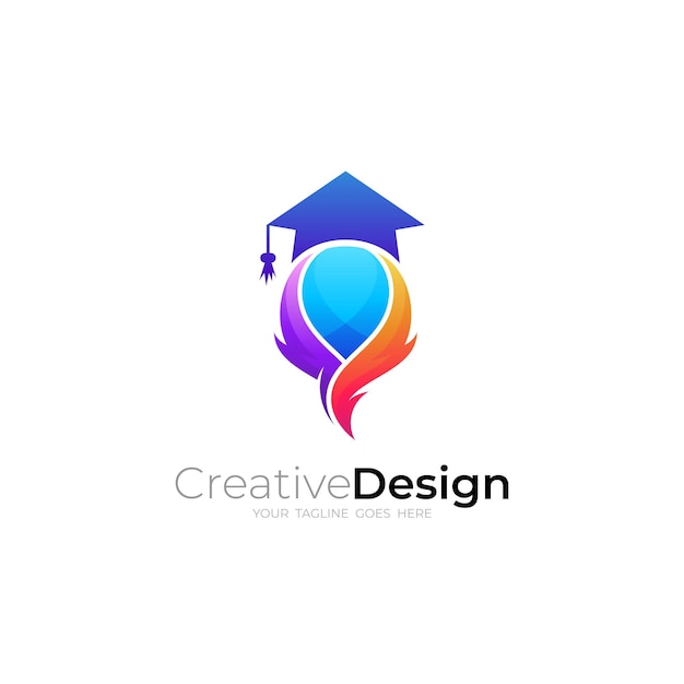Logotipo de estudiante con plantilla de diseño de personas coloridas en 3d