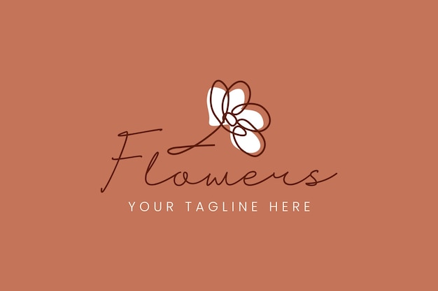 Logotipo de estudio de belleza con estilo floral lineal minimalista simple