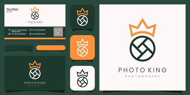 Logotipo de estudio de fotografía de rey, vector de diseño simple estilo moderno elegante.