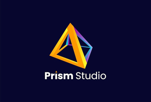 Logotipo de estudio de prisma con icono de prisma 3d tecnología de estilo minimalista perfecta con pago de agencia de negocios de logotipo