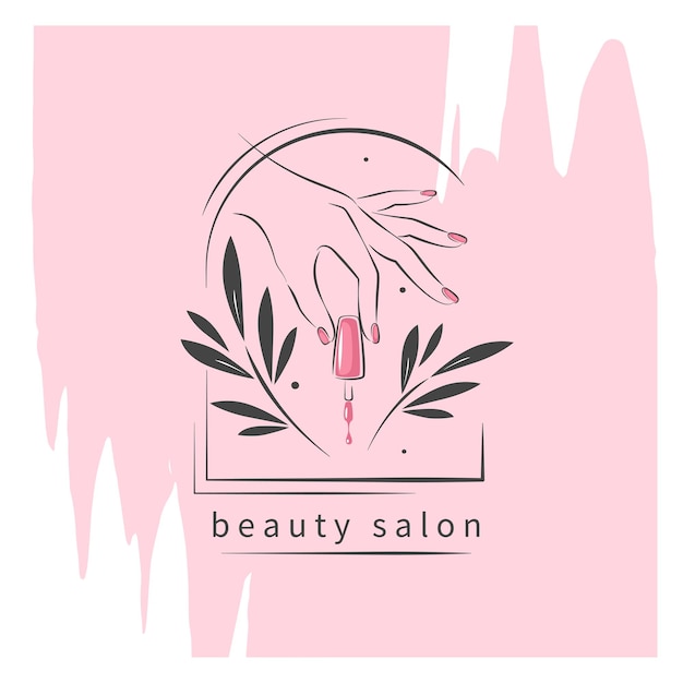Logotipo del estudio de uñas Esmalte de uñas Ilustración vectorial minimalista para salón de belleza
