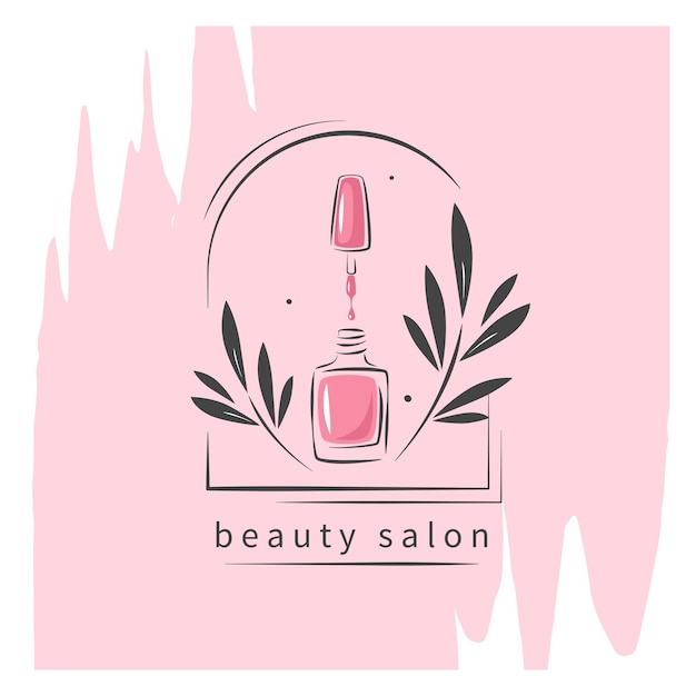 Logotipo del estudio de uñas Esmalte de uñas Ilustración vectorial minimalista para salón de belleza