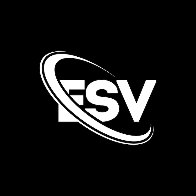 El logotipo ESV, la letra ESV, el diseño del logotipo de la carta ESV, las iniciales ESV, vinculado con un círculo y un monograma en mayúsculas, el logotipo ES V, la tipografía para el negocio tecnológico y la marca inmobiliaria.