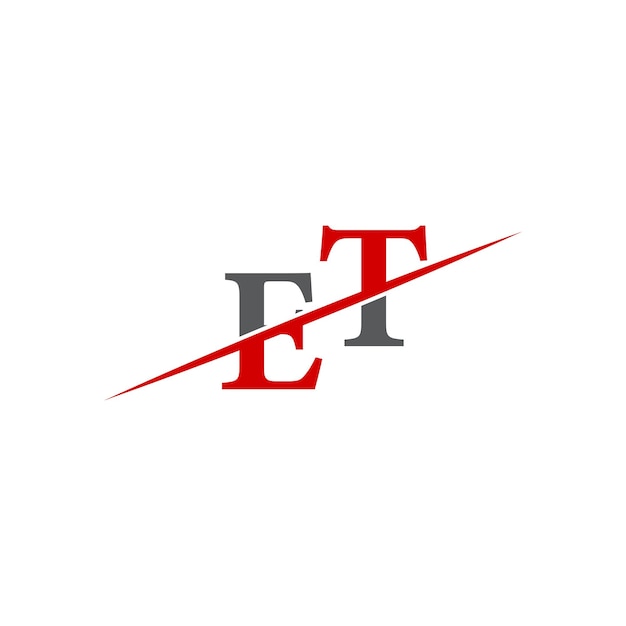 Logotipo ET minimalista con línea diagonal dinámica