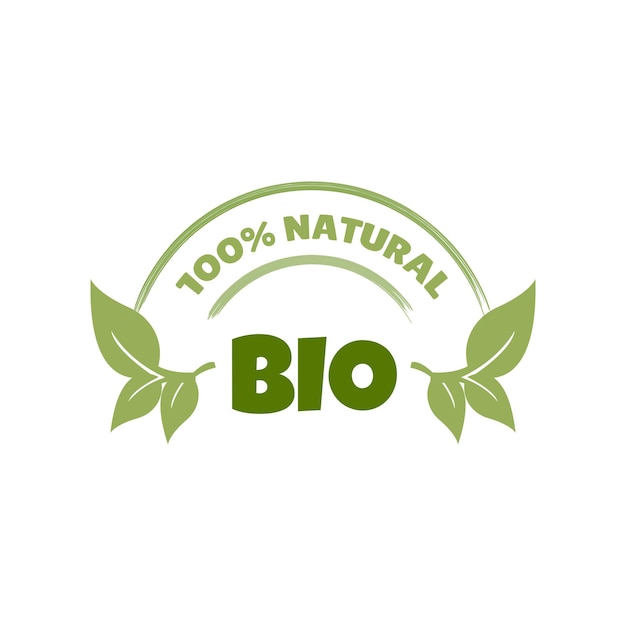 Vector logotipo de la etiqueta bio concepto de producto natural orgánico