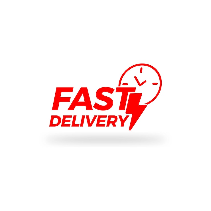 Vector logotipo de etiqueta de entrega rápida de vector libre con ilustración de reloj