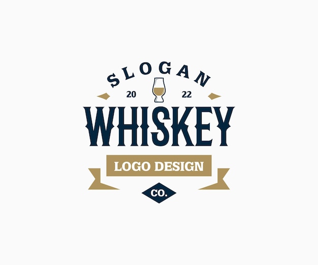 Vector logotipo de etiqueta de whisky vintage letras de lujo