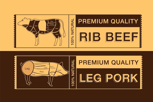 Logotipo para etiquetado de la carne imagen animales utilizados para la alimentación de la industria cárnica