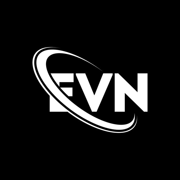 El logotipo EVN, la letra EVN, el diseño del logotipo de la carta EVN, las iniciales EVN, vinculado con círculo y mayúsculas, el logotipo del monograma EVN, tipografía para negocios tecnológicos y marca inmobiliaria.
