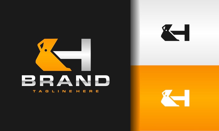Vector logotipo de la excavadora de cuchara de la letra h