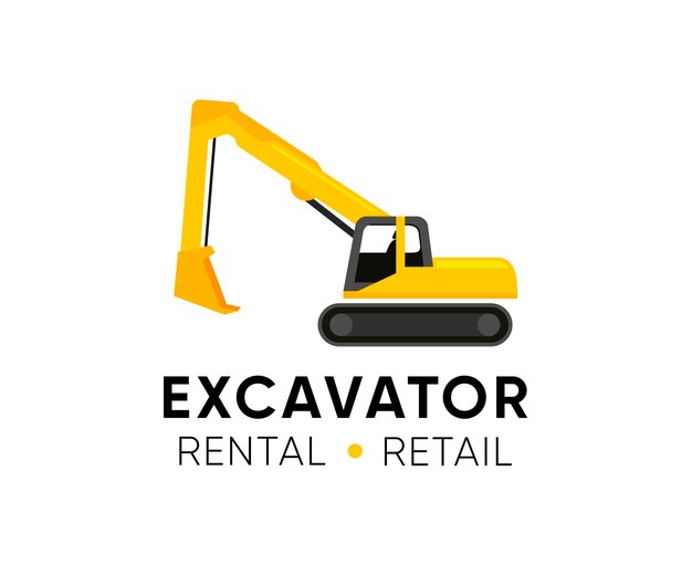 Logotipo de excavadora con empresa de título y eslogan