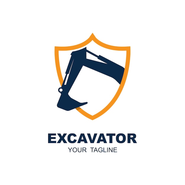 logotipo de excavadora icono vectorial ilustración diseño logotipo para la construcción, minería, negocios e industria