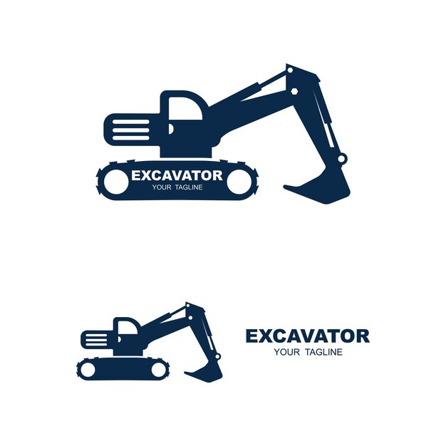 logotipo de excavadora icono vectorial ilustración diseño logotipo para la construcción, minería, negocios e industria