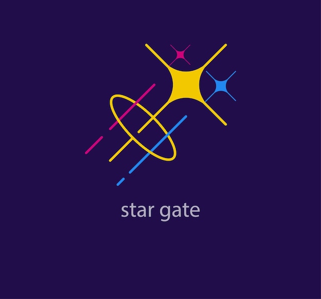 Logotipo exclusivo de Star Gate Transiciones de color modernas Plantilla de logotipo de estrella en ascenso Vector de trabajo