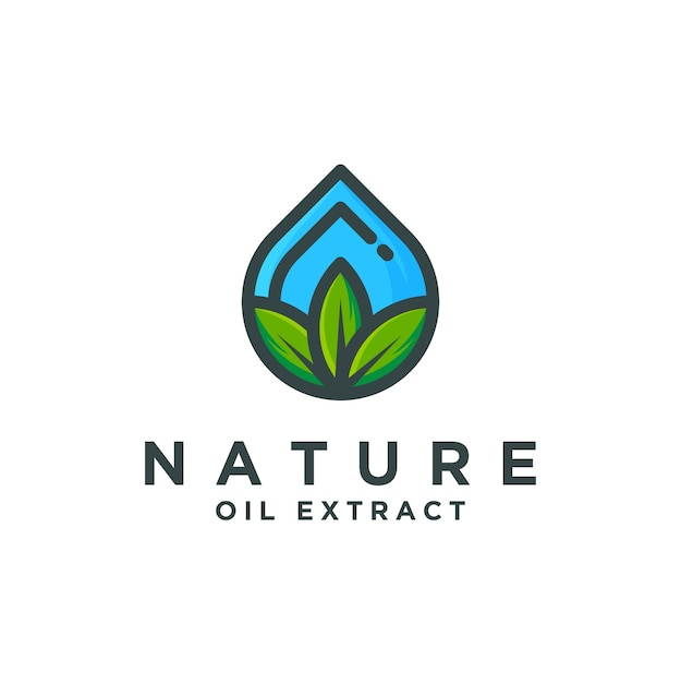 Logotipo de extracto de aceite de naturaleza, diseño de aceite natural