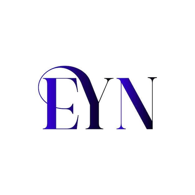 El logotipo de EYN, el monograma, la letra, las iniciales, la identidad de la marca, el diseño tipográfico.