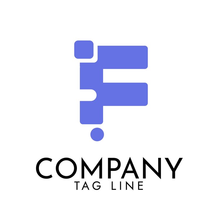 Vector el logotipo f azul con el texto company tag line