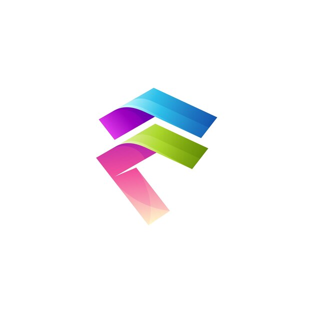 Logotipo F Logotipo de la letra F e iconos de la empresa de estilo colorido