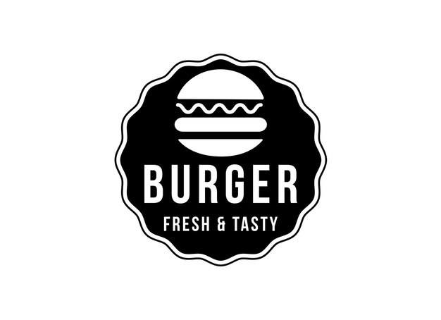 Logotipo de la fábrica de hamburguesas. Emblema del restaurante de hamburguesas. Logotipo plano lineal