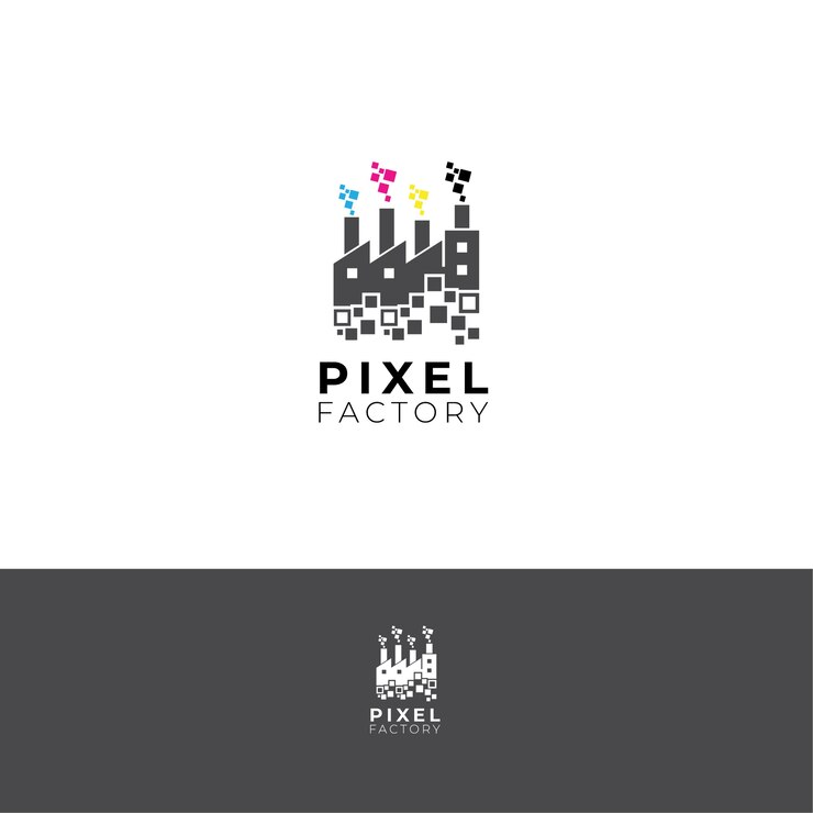 Vector logotipo de la fábrica de píxeles